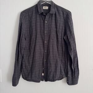 Marine Layer Dark Gray Red Striped Cotton Button Up Shirt Sz M